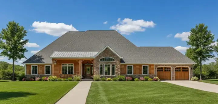 Country house plans 19-521 - front exterior, 3,363 sq ft, 4 bed, 2 bath house plans | Monster House Plans