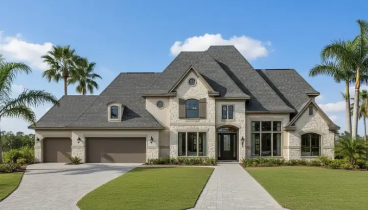 European house plans 19-526 - front exterior, 4,662 sq ft, 5 bed, 4 bath house plans | Monster House Plans