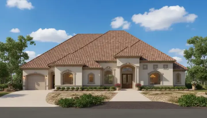 Mediterranean house plans 19-527 - front exterior, 4,187 sq ft, 3 bed, 4 bath house plans | Monster House Plans