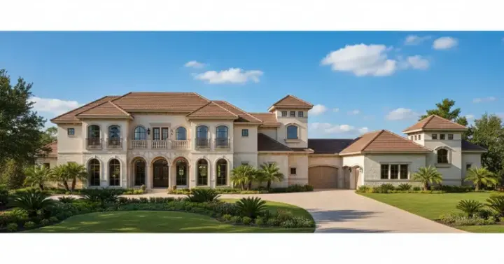 Mediterranean house plans 19-529 - front exterior, 4,789 sq ft, 4 bed, 3 bath house plans | Monster House Plans