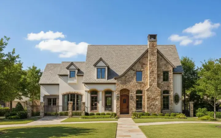 French Country house plans 19-534 - front exterior, 5,856 sq ft, 5 bed, 5 bath house plans | Monster House Plans