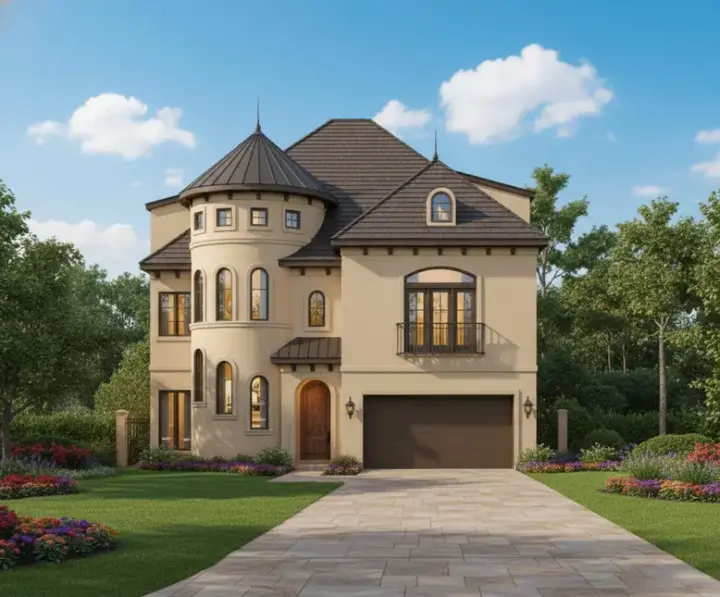 Mediterranean house plans 19-538 - front exterior, 4,456 sq ft, 5 bed, 5 bath house plans | Monster House Plans