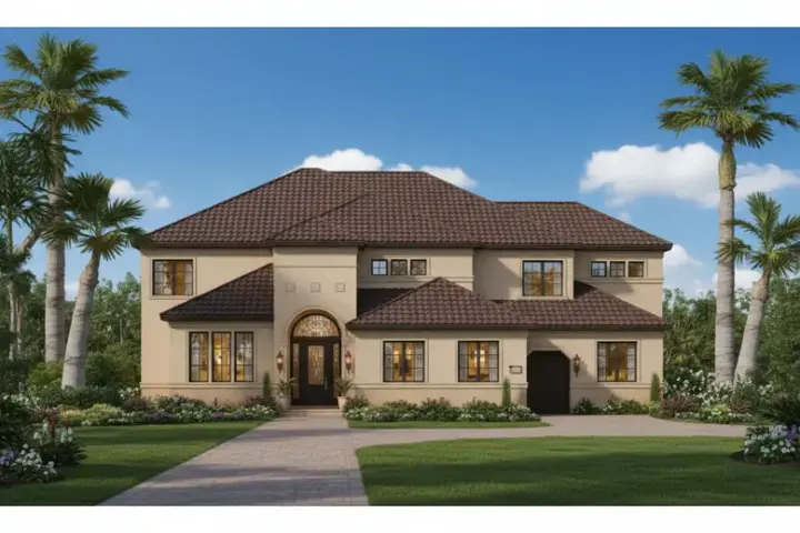 Mediterranean house plans 19-552 - front exterior, 5,046 sq ft, 6 bed, 4 bath house plans | Monster House Plans