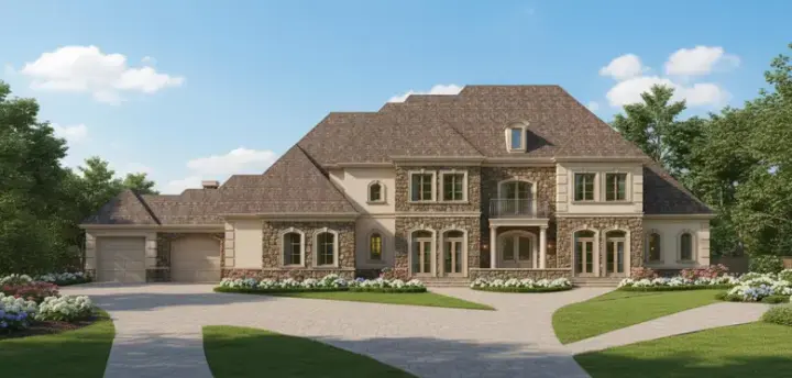Traditional house plans 19-557 - front exterior, 6,857 sq ft, 5 bed, 5 bath house plans | Monster House Plans