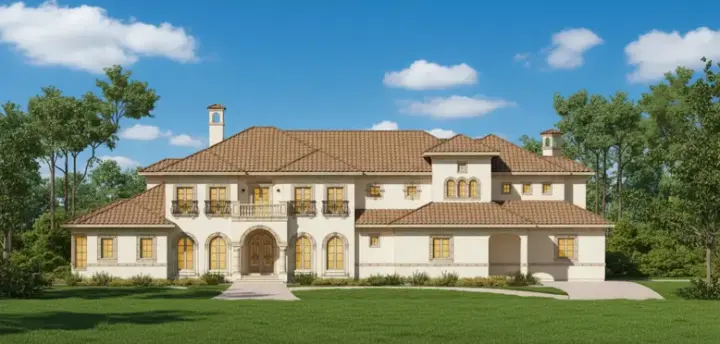 Mediterranean house plans 19-580 - front exterior, 8,434 sq ft, 6 bed, 6 bath house plans | Monster House Plans
