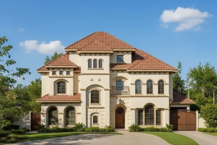 Mediterranean house plans 19-596 - front exterior, 4,769 sq ft, 4 bed, 5 bath house plans | Monster House Plans