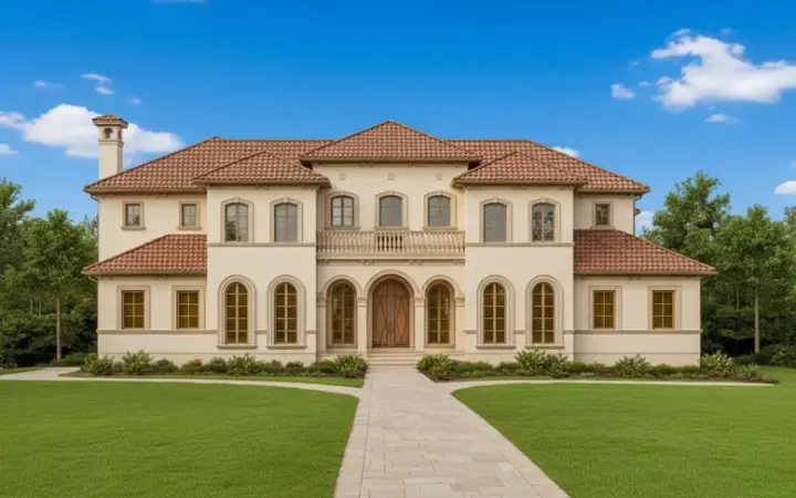 Mediterranean house plans 19-605 - front exterior, 5,359 sq ft, 3 bed, 3 bath house plans | Monster House Plans