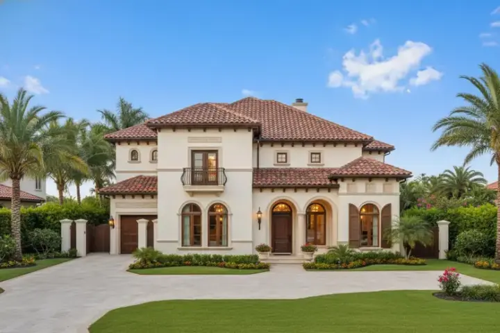 Mediterranean house plans 19-607 - front exterior, 6,199 sq ft, 5 bed, 5 bath house plans | Monster House Plans