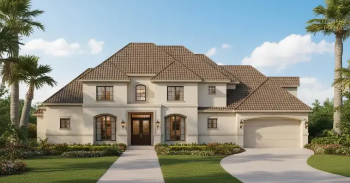 Mediterranean house plans 19-611 - front exterior, 4,332 sq ft, 5 bed, 4 bath house plans | Monster House Plans