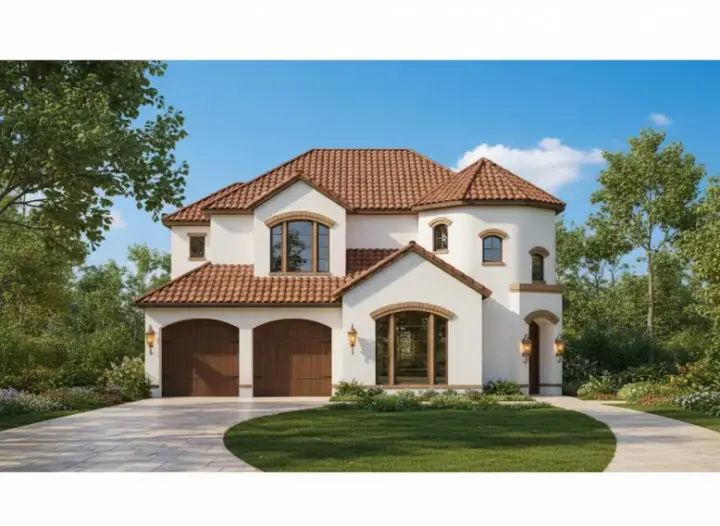Mediterranean house plans 19-613 - front exterior, 3,113 sq ft, 3 bed, 2 bath house plans | Monster House Plans