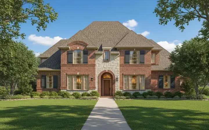 French Country house plans 19-624 - front exterior, 3,465 sq ft, 4 bed, 4 bath house plans | Monster House Plans