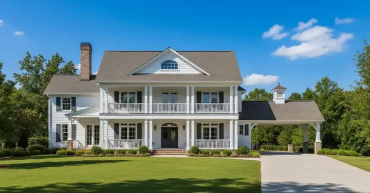Southern Colonial house plans 19-636 - front exterior, 4,698 sq ft, 4 bed, 4 bath house plans | Monster House Plans