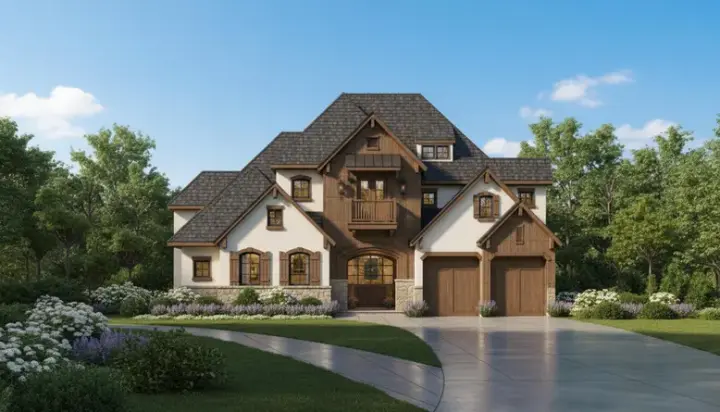 French Country house plans 19-639 - front exterior, 4,458 sq ft, 4 bed, 4 bath house plans | Monster House Plans