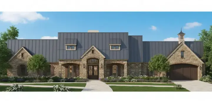 French Country house plans 19-643 - front exterior, 3,737 sq ft, 3 bed, 2 bath house plans | Monster House Plans