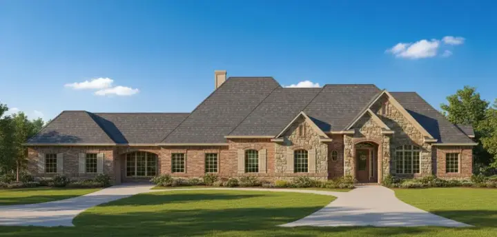 French Country house plans 19-653 - front exterior, 3,518 sq ft, 4 bed, 2 bath house plans | Monster House Plans