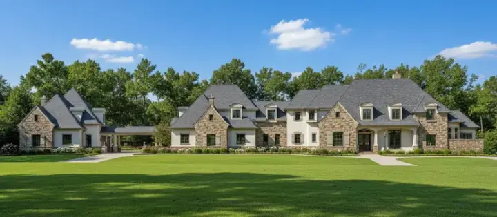 French Country house plans 19-660 - front exterior, 8,054 sq ft, 6 bed, 6 bath house plans | Monster House Plans