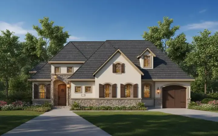 French Country house plans 19-669 - front exterior, 3,133 sq ft, 4 bed, 2 bath house plans | Monster House Plans