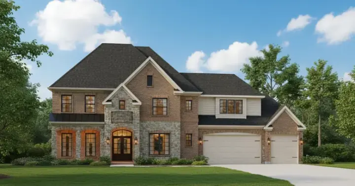 French Country house plans 19-670 - front exterior, 3,996 sq ft, 5 bed, 4 bath house plans | Monster House Plans