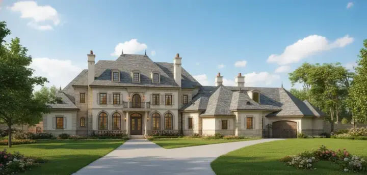 European house plans 19-671 - front exterior, 7,492 sq ft, 4 bed, 4 bath house plans | Monster House Plans