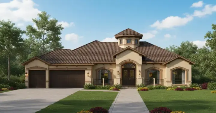 Mediterranean house plans 19-677 - front exterior, 3,942 sq ft, 3 bed, 2 bath house plans | Monster House Plans