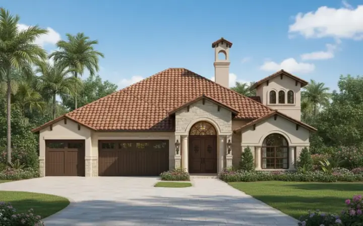 Mediterranean house plans 19-679 - front exterior, 3,013 sq ft, 3 bed, 2 bath house plans | Monster House Plans