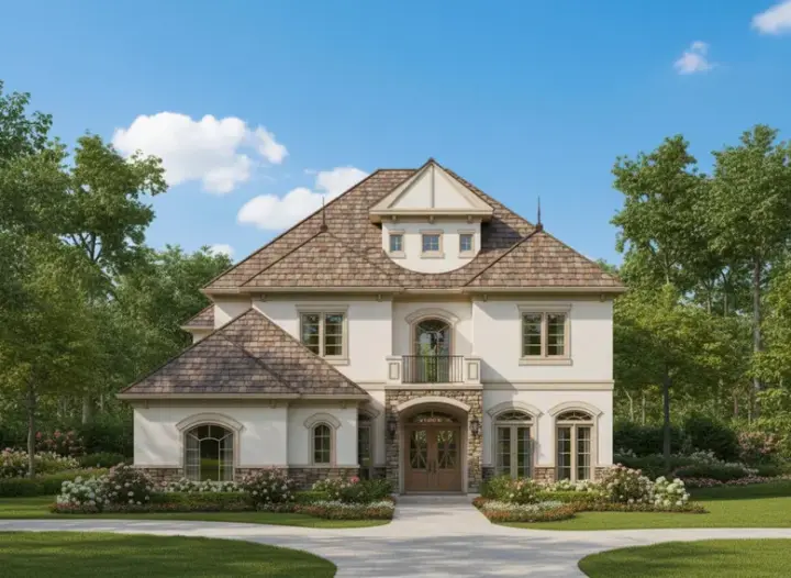 Tuscan house plans 19-683 - front exterior, 3,800 sq ft, 4 bed, 3 bath house plans | Monster House Plans