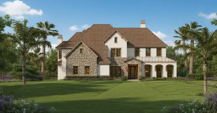 Tuscan house plans 19-693 - front exterior, 5,912 sq ft, 4 bed, 4 bath house plans | Monster House Plans