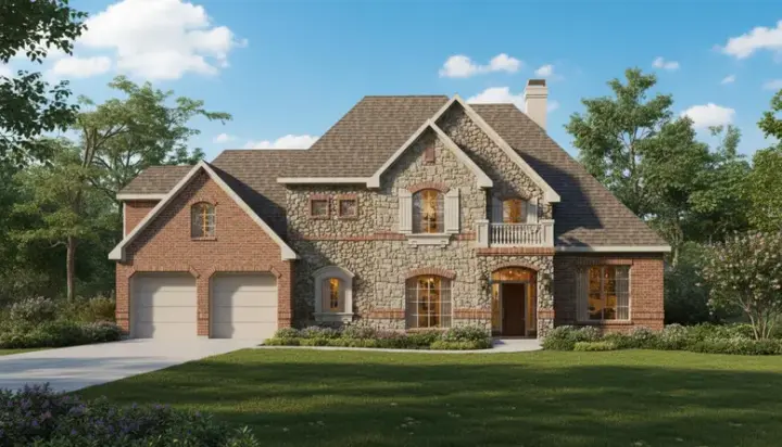 French Country house plans 19-711 - front exterior, 3,459 sq ft, 4 bed, 3 bath house plans | Monster House Plans