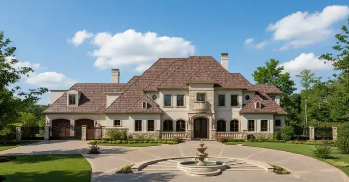 French Country house plans 19-724 - front exterior, 7,053 sq ft, 5 bed, 5 bath house plans | Monster House Plans