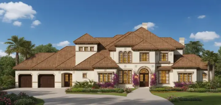Mediterranean house plans 19-734 - front exterior, 5,335 sq ft, 5 bed, 4 bath house plans | Monster House Plans