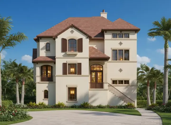 Coastal house plans 19-738 - front exterior, 2,834 sq ft, 3 bed, 2 bath house plans | Monster House Plans