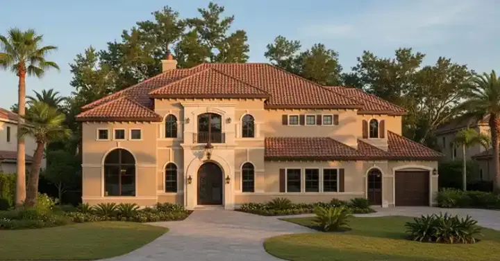 Mediterranean house plans 19-739 - front exterior, 6,846 sq ft, 5 bed, 5 bath house plans | Monster House Plans