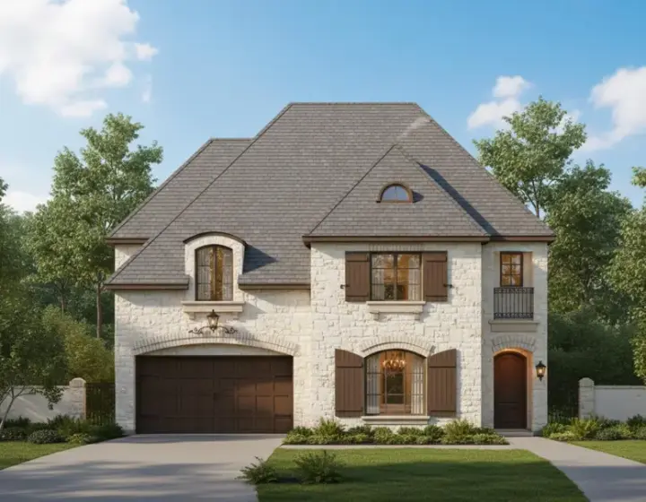 French Country house plans 19-747 - front exterior, 3,746 sq ft, 4 bed, 3 bath house plans | Monster House Plans