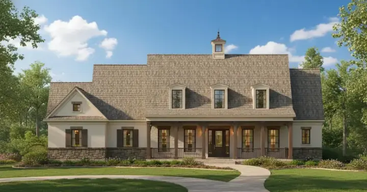 French Country house plans 19-755 - front exterior, 4,089 sq ft, 4 bed, 3 bath house plans | Monster House Plans