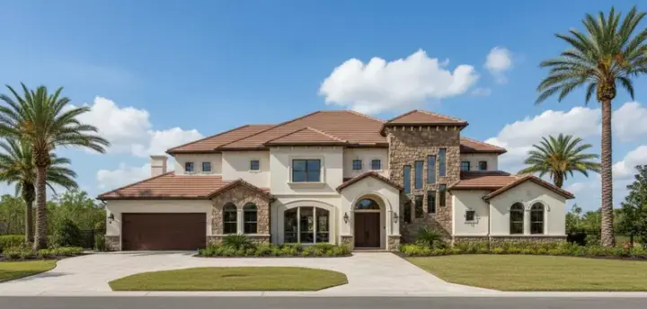 Tuscan house plans 19-773 - front exterior, 7,297 sq ft, 6 bed, 5 bath house plans | Monster House Plans