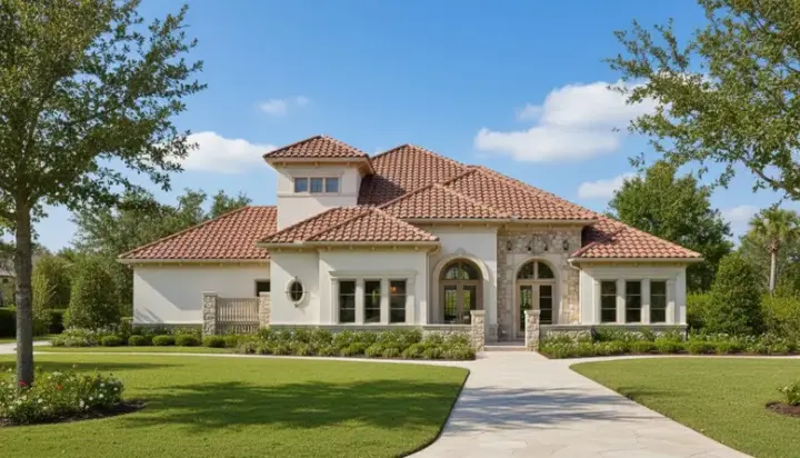 Mediterranean house plans 19-783 - front exterior, 4,567 sq ft, 4 bed, 4 bath house plans | Monster House Plans