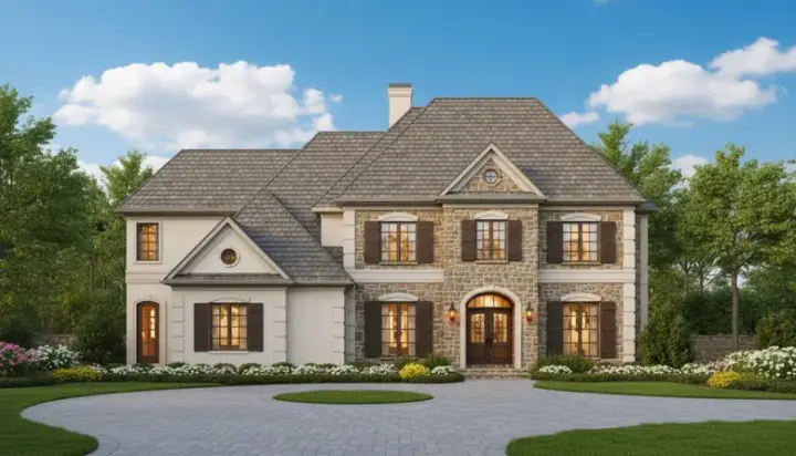 Traditional house plans 19-785 - front exterior, 5,355 sq ft, 5 bed, 5 bath house plans | Monster House Plans