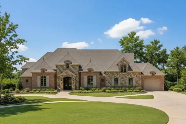 French Country house plans 19-787 - front exterior, 3,414 sq ft, 3 bed, 2 bath house plans | Monster House Plans