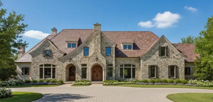 French Country house plans 19-788 - front exterior, 6,529 sq ft, 5 bed, 4 bath house plans | Monster House Plans
