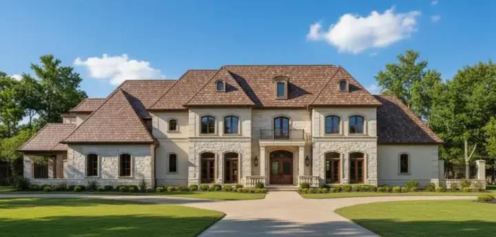 European house plans 19-789 - front exterior, 6,834 sq ft, 4 bed, 4 bath house plans | Monster House Plans
