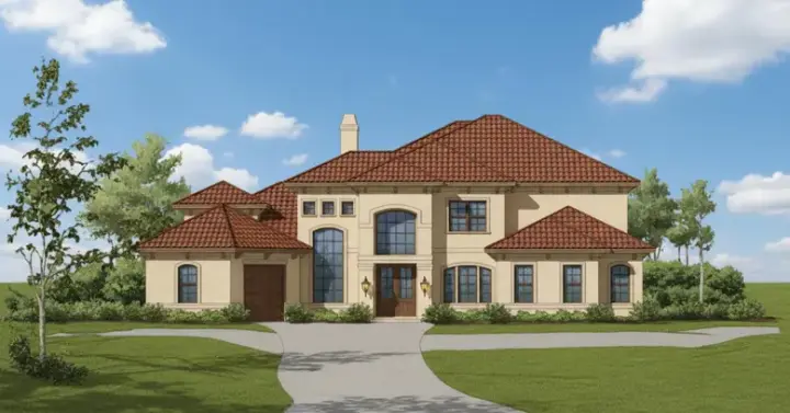 Mediterranean house plans 19-793 - front exterior, 4,463 sq ft, 4 bed, 4 bath house plans | Monster House Plans