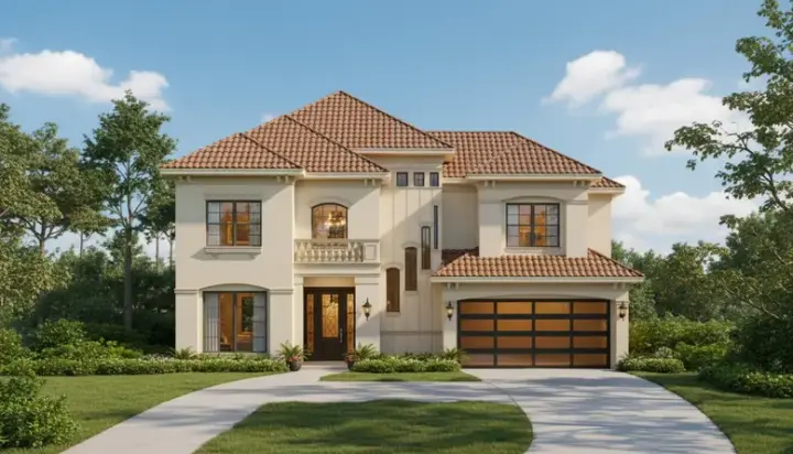 Mediterranean house plans 19-794 - front exterior, 3,914 sq ft, 4 bed, 0 bath house plans | Monster House Plans