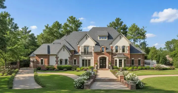 French Country house plans 19-798 - front exterior, 6,998 sq ft, 5 bed, 5 bath house plans | Monster House Plans