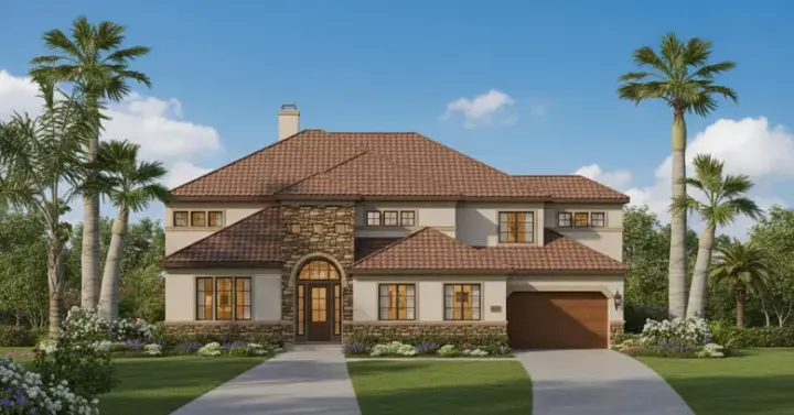 Tuscan house plans 19-820 - front exterior, 4,688 sq ft, 5 bed, 4 bath house plans | Monster House Plans