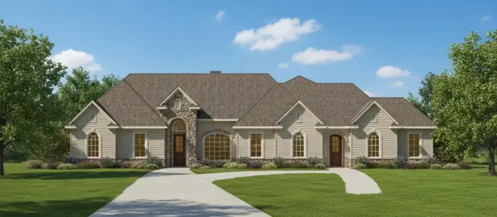 Traditional house plans 19-834 - front exterior, 3,753 sq ft, 4 bed, 3 bath house plans | Monster House Plans