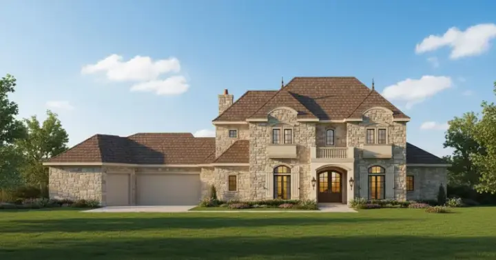French Country house plans 19-847 - front exterior, 3,514 sq ft, 4 bed, 3 bath house plans | Monster House Plans
