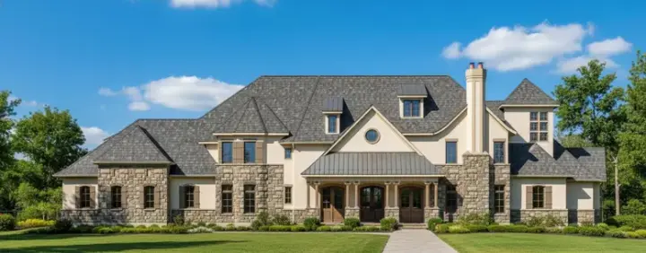 French Country house plans 19-862 - front exterior, 6,751 sq ft, 5 bed, 5 bath house plans | Monster House Plans