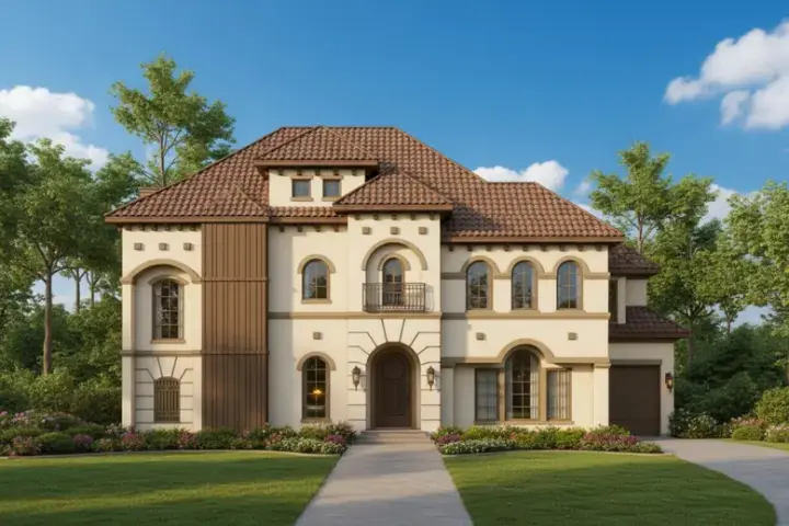 Mediterranean house plans 19-873 - front exterior, 5,149 sq ft, 3 bed, 4 bath house plans | Monster House Plans