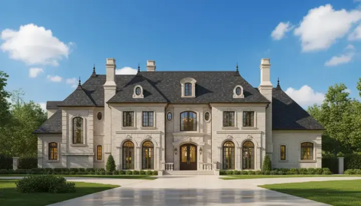 European house plans 19-875 - front exterior, 6,821 sq ft, 4 bed, 4 bath house plans | Monster House Plans