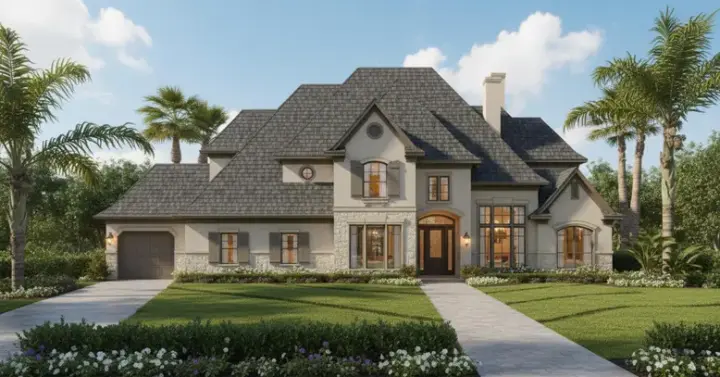 Traditional house plans 19-877 - front exterior, 5,017 sq ft, 5 bed, 4 bath house plans | Monster House Plans